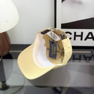 Ralph Lauren Hat Light Butter Yellow Baseball Cap with White Pony Embroidery