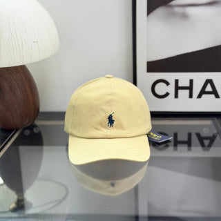 Ralph Lauren Hat Soft Yellow Baseball Cap with Navy Pony Embroidery and POLO Buckle Back