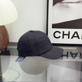 Ralph Lauren Hat Charcoal Black Baseball Cap with Blue Pony Embroidery and POLO Buckle Back