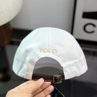 Ralph Lauren Hat White Baseball Cap with Beige Pony Embroidery