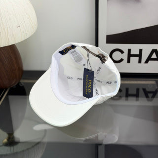 Ralph Lauren Hat White Baseball Cap with Beige Pony Embroidery