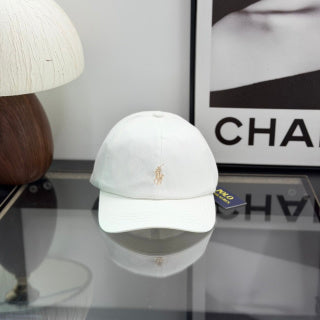 Ralph Lauren Hat White Baseball Cap with Beige Pony Embroidery