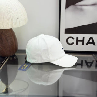 Ralph Lauren Hat White Paneled Baseball Cap with Navy Pony Logo