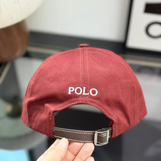 Ralph Lauren Hat Faded Burgundy Baseball Cap with White Pony Embroidery and POLO Buckle Back