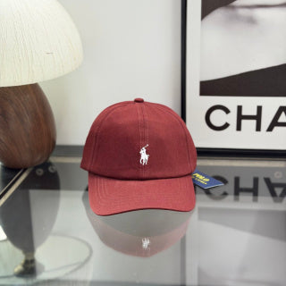 Ralph Lauren Hat Faded Burgundy Baseball Cap with White Pony Embroidery and POLO Buckle Back