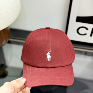 Ralph Lauren Hat Faded Burgundy Baseball Cap with White Pony Embroidery and POLO Buckle Back