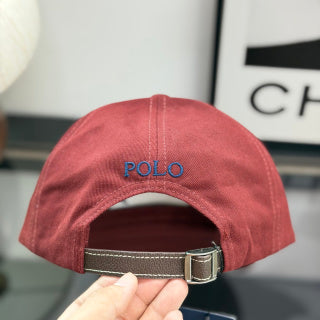 Ralph Lauren Hat Brick Red Baseball Cap with Navy Pony Embroidery