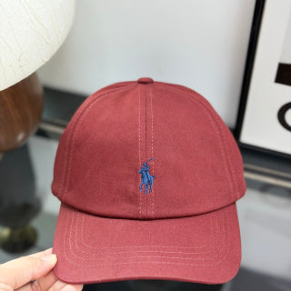 Ralph Lauren Hat Brick Red Baseball Cap with Navy Pony Embroidery