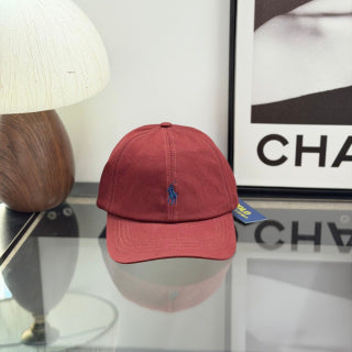 Ralph Lauren Hat Brick Red Baseball Cap with Navy Pony Embroidery