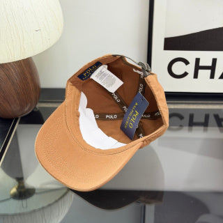 Ralph Lauren Hat Warm Tan Baseball Cap with White Pony Embroidery