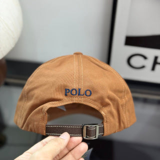 Ralph Lauren Hat Caramel Tan Baseball Cap with Navy Pony Embroidery
