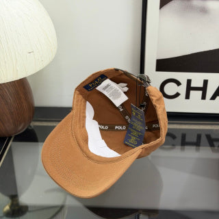 Ralph Lauren Hat Caramel Tan Baseball Cap with Navy Pony Embroidery