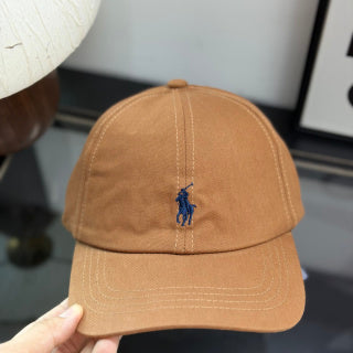 Ralph Lauren Hat Caramel Tan Baseball Cap with Navy Pony Embroidery