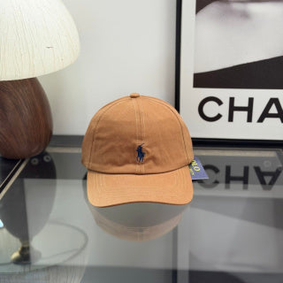 Ralph Lauren Hat Caramel Tan Baseball Cap with Navy Pony Embroidery