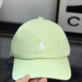 Ralph Lauren Hat Pale Lime Baseball Cap with White Pony Embroidery and POLO Back Strap