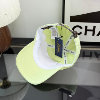 Ralph Lauren Hat Pale Lime Baseball Cap with White Pony Embroidery and POLO Back Strap