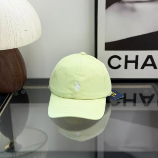 Ralph Lauren Hat Pale Lime Baseball Cap with White Pony Embroidery and POLO Back Strap
