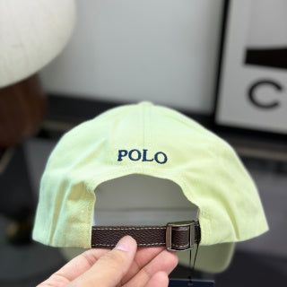 Ralph Lauren Hat Pale Lemon Baseball Cap with Navy Pony Embroidery