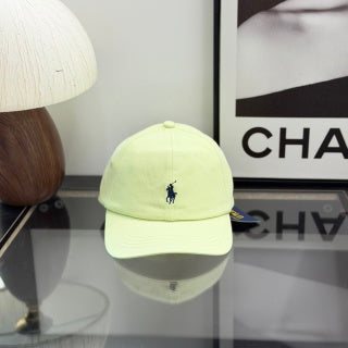 Ralph Lauren Hat Pale Lemon Baseball Cap with Navy Pony Embroidery