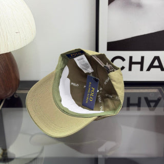 Ralph Lauren Hat Khaki Olive Baseball Cap with White Pony Embroidery and POLO Back Strap