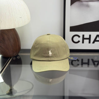 Ralph Lauren Hat Khaki Olive Baseball Cap with White Pony Embroidery and POLO Back Strap