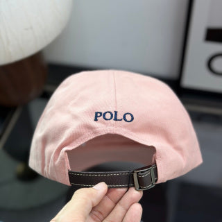 Ralph Lauren Hat Light Pink Baseball Cap with Navy Pony Embroidery and POLO Back Strap