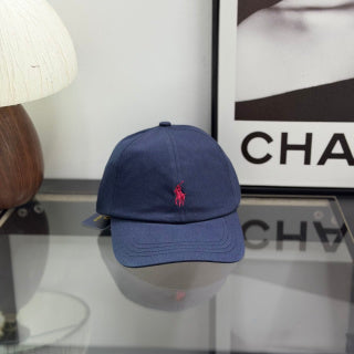 Ralph Lauren Hat Navy Baseball Cap with Red Pony Embroidery and POLO Back Strap