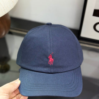 Ralph Lauren Hat Navy Baseball Cap with Red Pony Embroidery and POLO Back Strap