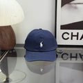 Ralph Lauren Hat Navy Baseball Cap with Adjustable Back Strap and White Pony Embroidery