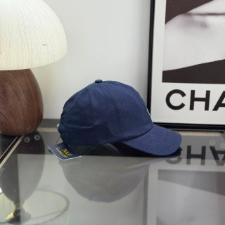 Ralph Lauren Hat Navy Baseball Cap with Adjustable Back Strap and White Pony Embroidery