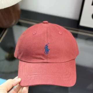 Ralph Lauren Hat Dusty Coral Baseball Cap with Navy Pony Embroidery
