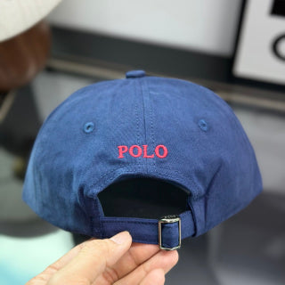 Ralph Lauren Hat Washed Blue Baseball Cap with Red Pony Embroidery