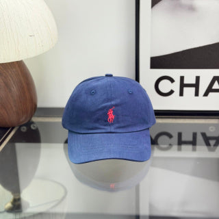 Ralph Lauren Hat Washed Blue Baseball Cap with Red Pony Embroidery
