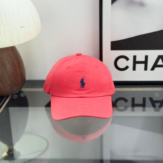 Ralph Lauren Hat Watermelon Red Baseball Cap with Navy Pony Embroidery
