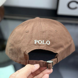 Ralph Lauren Hat Camel Brown Baseball Cap with White Pony Embroidery