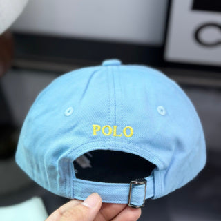 Ralph Lauren Hat Baby Blue Baseball Cap with Yellow Pony Embroidery