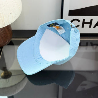 Ralph Lauren Hat Baby Blue Baseball Cap with White Pony Embroidery