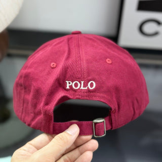 Ralph Lauren Hat Cranberry Red Baseball Cap with White Pony Embroidery