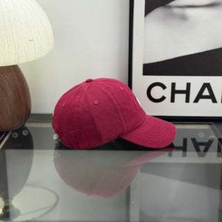 Ralph Lauren Hat Cranberry Red Baseball Cap with White Pony Embroidery