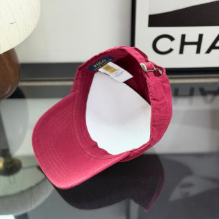 Ralph Lauren Hat Cranberry Red Baseball Cap with White Pony Embroidery