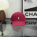Ralph Lauren Hat Cranberry Red Baseball Cap with White Pony Embroidery