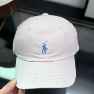 Ralph Lauren Hat Pale Rose Baseball Cap with Blue Pony Embroidery