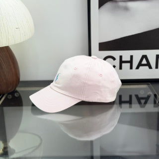 Ralph Lauren Hat Pale Rose Baseball Cap with Blue Pony Embroidery