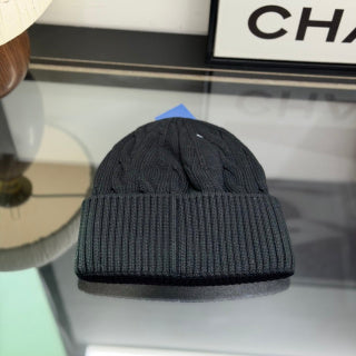 Ralph Lauren Hat Black Cable Knit Beanie with White Pony Embroidery