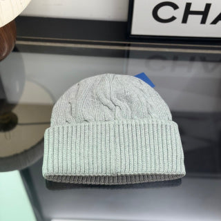 Ralph Lauren Hat Light Heather Mint Cable Knit Beanie with Navy Pony Embroidery