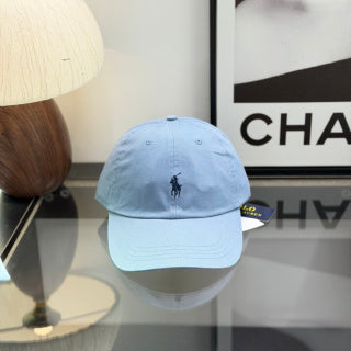 Ralph Lauren Hat Sky Blue Baseball Cap with Navy Pony Embroidery