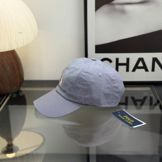 Ralph Lauren Hat Blue Gray Baseball Cap with Pink Pony Embroidery