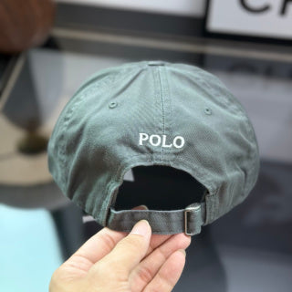 Ralph Lauren Hat Charcoal Olive Baseball Cap with White Pony Embroidery