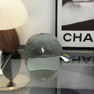 Ralph Lauren Hat Charcoal Olive Baseball Cap with White Pony Embroidery