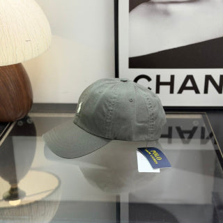 Ralph Lauren Hat Charcoal Olive Baseball Cap with White Pony Embroidery